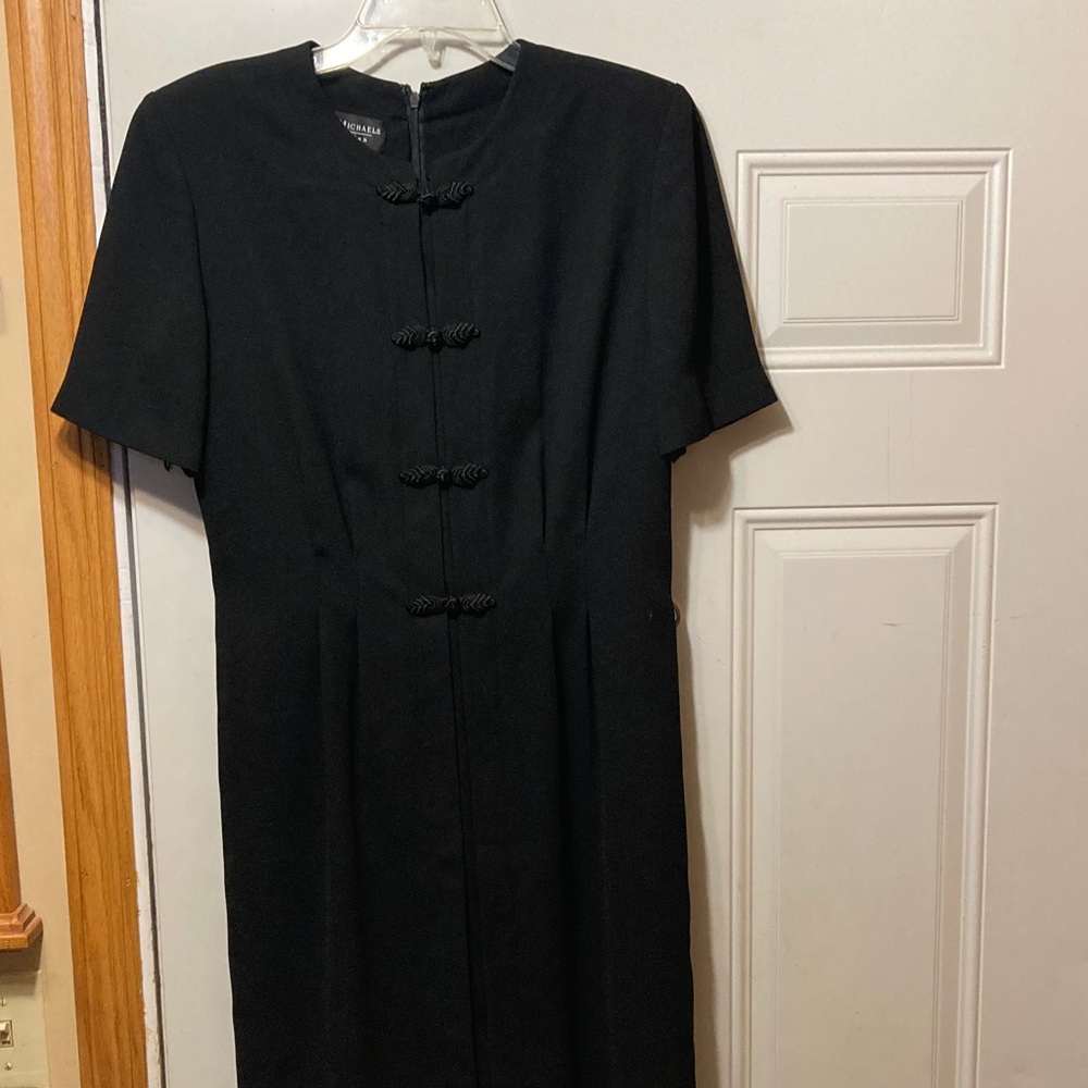 Classic Black Midi‎ Dress with Knot-Front Detail